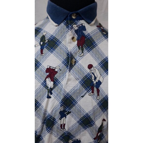 Roundtree & Yorke Golf Players Allover Print Mens L Short Sleeve Polo Shirt - Picture 3 of 12